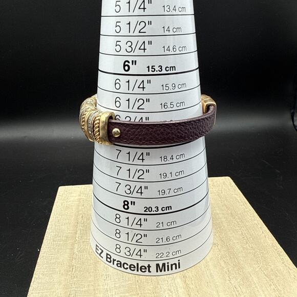 Slide Bracelet 7" Gold Silver Tone Crystal Charms Magnetic Purple Band Bangle - Picture 9 of 9